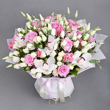 Bouquet rosas y lisianthus